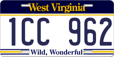 WV license plate 1CC962