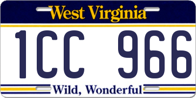WV license plate 1CC966