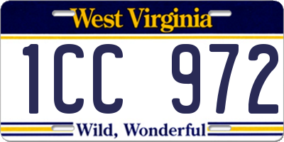 WV license plate 1CC972