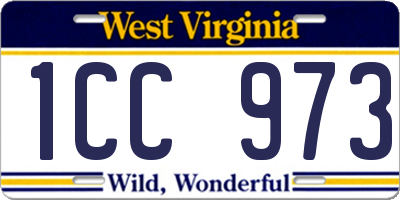 WV license plate 1CC973