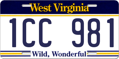 WV license plate 1CC981