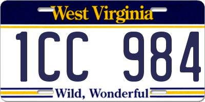 WV license plate 1CC984