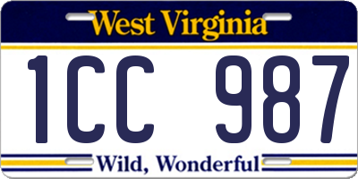WV license plate 1CC987