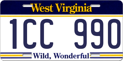 WV license plate 1CC990