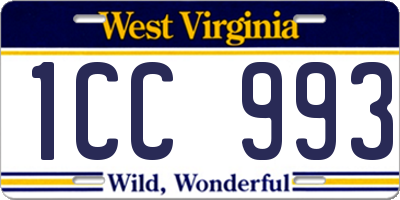 WV license plate 1CC993