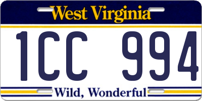 WV license plate 1CC994