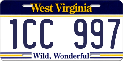 WV license plate 1CC997