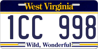 WV license plate 1CC998