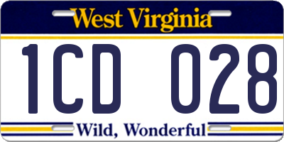 WV license plate 1CD028