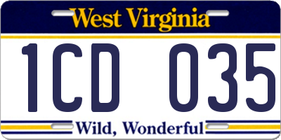 WV license plate 1CD035