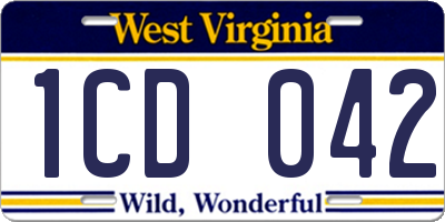 WV license plate 1CD042