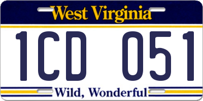 WV license plate 1CD051