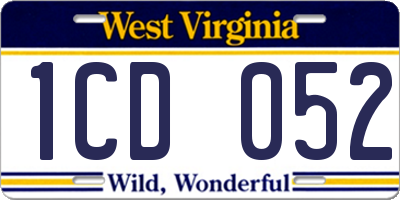 WV license plate 1CD052