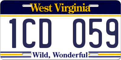 WV license plate 1CD059