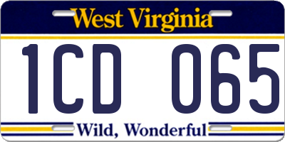 WV license plate 1CD065