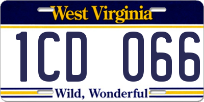 WV license plate 1CD066