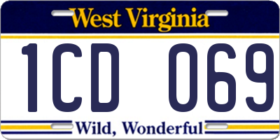 WV license plate 1CD069