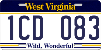 WV license plate 1CD083