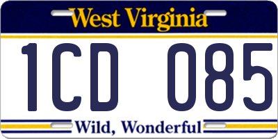 WV license plate 1CD085
