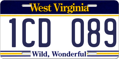 WV license plate 1CD089