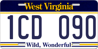 WV license plate 1CD090