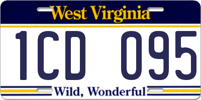 WV license plate 1CD095