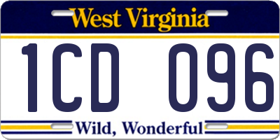 WV license plate 1CD096