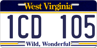 WV license plate 1CD105