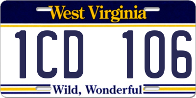 WV license plate 1CD106