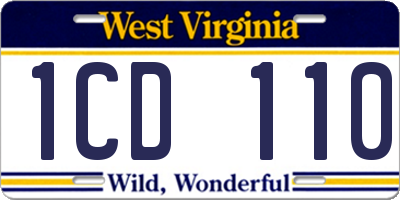 WV license plate 1CD110