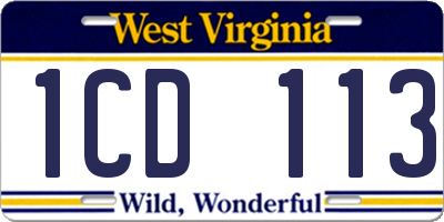WV license plate 1CD113