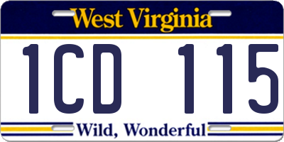 WV license plate 1CD115
