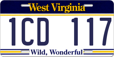 WV license plate 1CD117