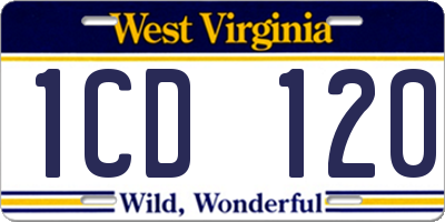 WV license plate 1CD120