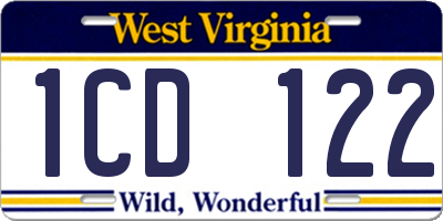 WV license plate 1CD122