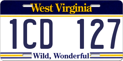 WV license plate 1CD127
