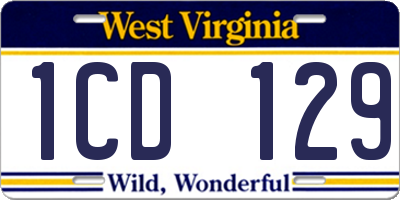 WV license plate 1CD129