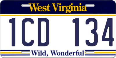 WV license plate 1CD134