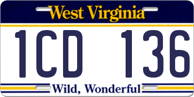 WV license plate 1CD136