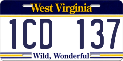 WV license plate 1CD137