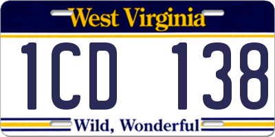 WV license plate 1CD138