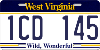 WV license plate 1CD145