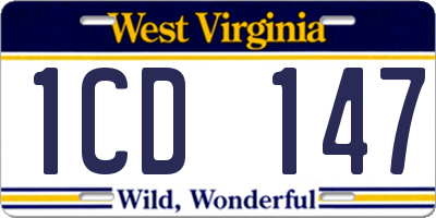 WV license plate 1CD147