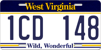 WV license plate 1CD148