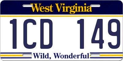 WV license plate 1CD149
