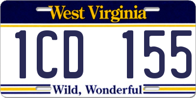 WV license plate 1CD155