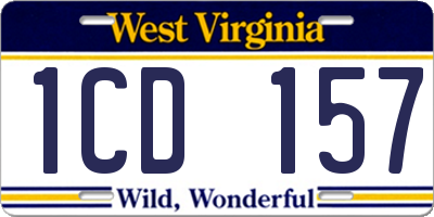WV license plate 1CD157