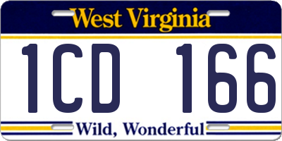 WV license plate 1CD166