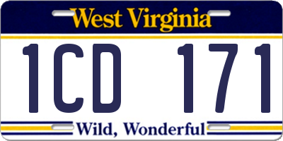 WV license plate 1CD171