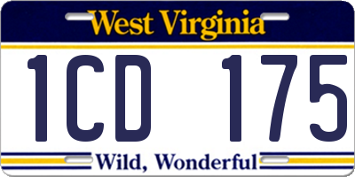 WV license plate 1CD175